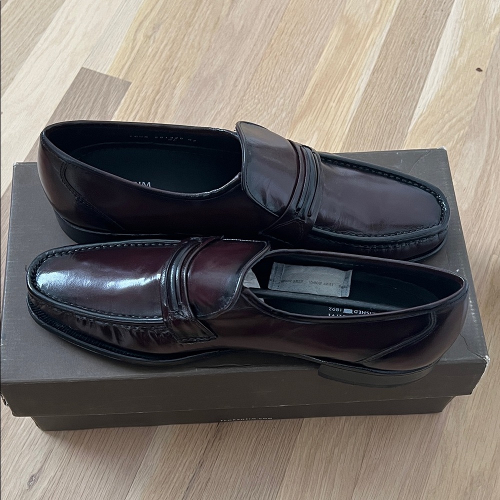 Florsheim Mens Penny Loafers Burgundy Brown Leather Slip-Ons